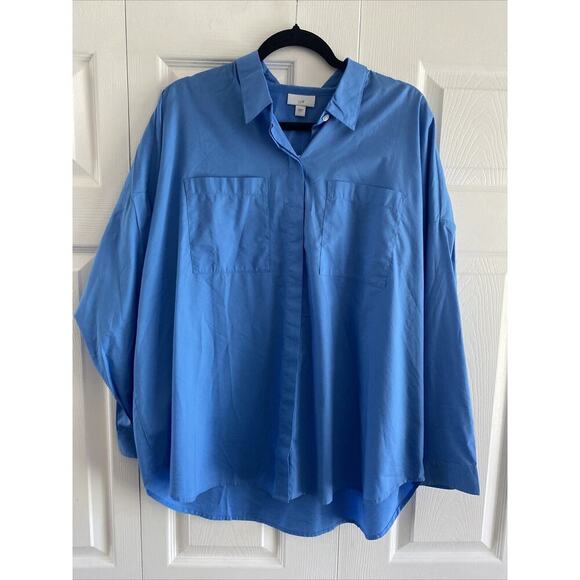 J JIll Womens Large Blue Agate Button Down Long Sleeve New - Picture 1 of 8